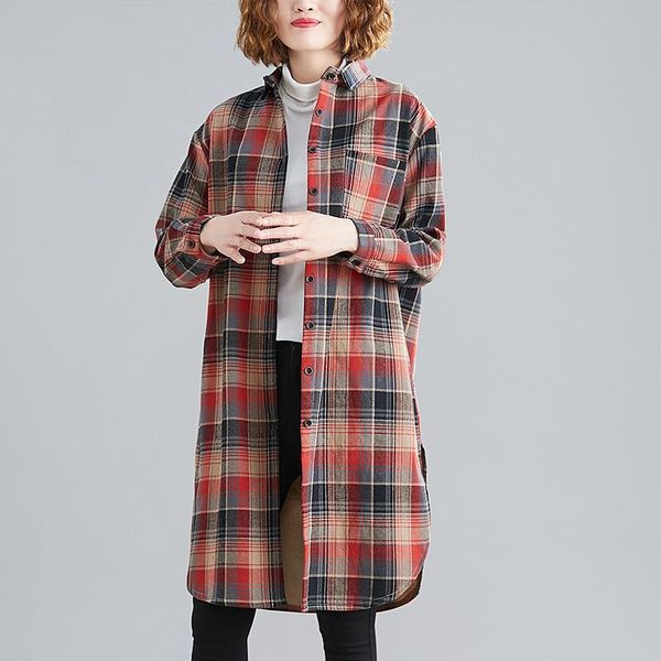 

women's blouses & shirts coigarsam casual full sleeve shirt womens plaid upset add wool women red yellow 8166, White