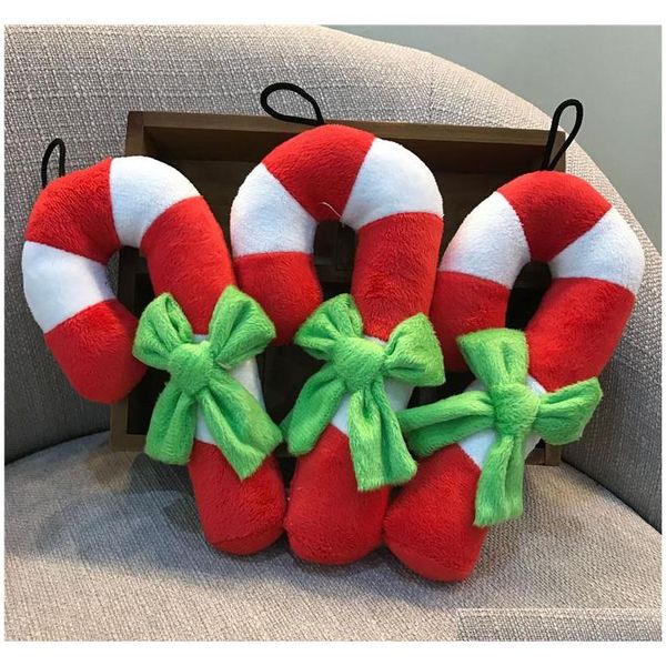 

dog toys christmas crutch shape plush squeaker chew sound toy for puppy cat training products dog squeaking toys lk9lr
