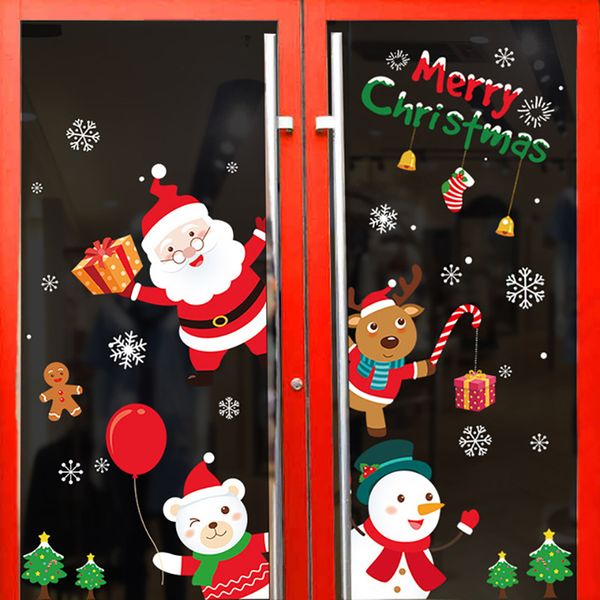 

home decorations for merry wall window christmas stickers santa decals navidad xmas 2020 ornaments new year decor glass sticker