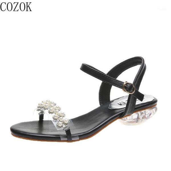 

dress shoes 2021 casual fashion summer women's sandals trend small fresh vamp personality pearl decoration sandals1, Black