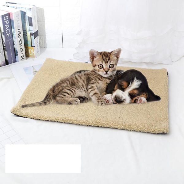 

dog houses & kennels accessories self-heating cushion kennel cover cat puppy sleep mat lovely wool mattress winter warm bed soft fleece pet