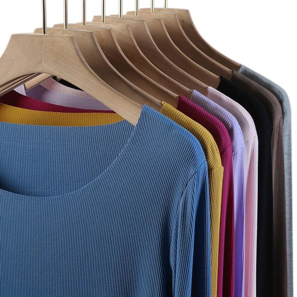 

modal base shirt female autumn 2020 new style facemask thread round neck purple underwear thin slim fit fashion, White