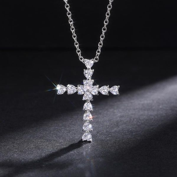 

chains ustar crystals flower pendant necklaces for women cubic zirconia necklace 2021 collars jewelry party gifts, Silver