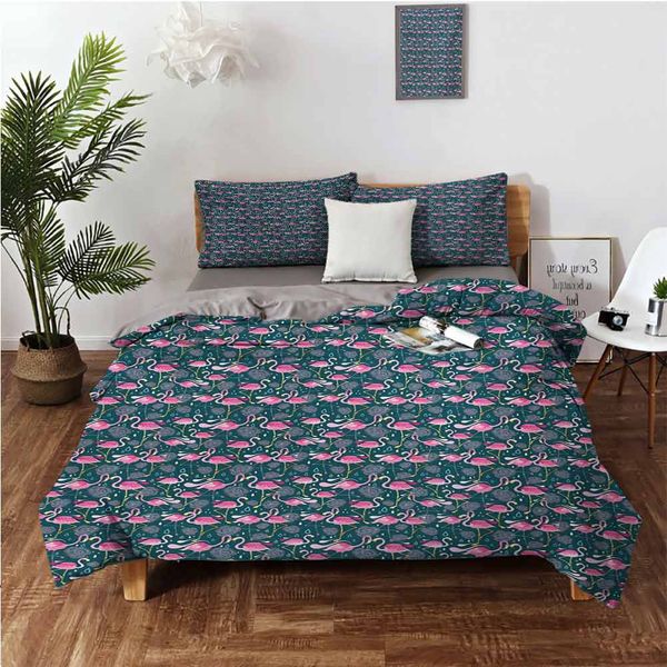 

exotic bird pattern with flowers hearts and raindrops tropicalbedding 3-piece set