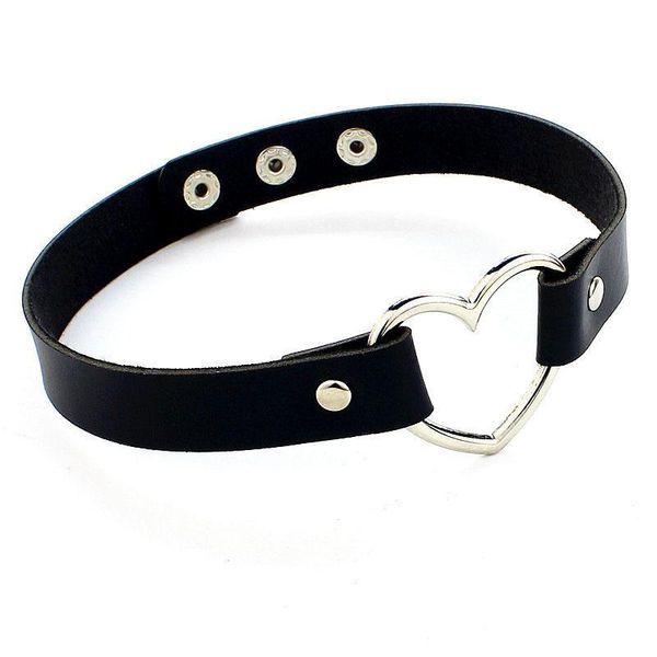 

сердце кожа pu сердце choker ожерелье женщин chocker ожерелья панк себе ювелирные изделия collier night party подарка ювелирных изделий, Golden;silver