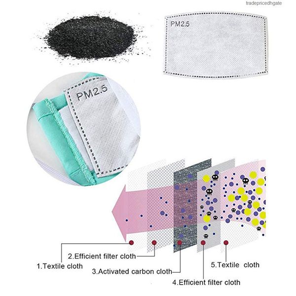 

activated 2/10 factory pm2.5 5 layers filters carbon dustproof anti-fog bacteria mouth masks face care filter