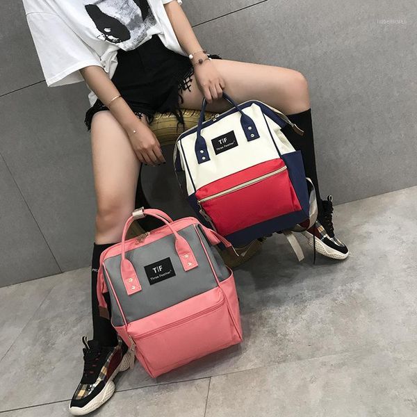 

fashion women backpack waterproof nylon soft handle patchwork multi-pocket travel zipper bags for mom baby wholesale1