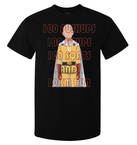 

one punch man saitama training regime funny anime black letter print short sleeve che guevara sport sweatshirt hoodie t shirt