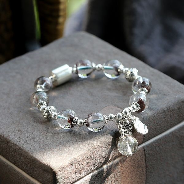 

cvamn panjia crystal zhaocai series green ghost hanging tassel bracelethand leaf 925 pure silver silver wangfu bracelet braceletbracelet lot, Golden;silver