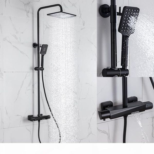 

ellen thermostatic bath shower set black wall waterfall rainshower faucets cold mixer shower faucet with hand shower el9402 jllwnq