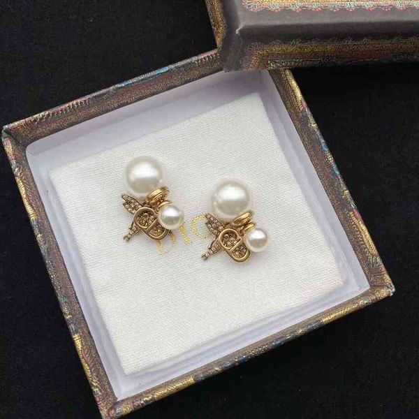 

the new 74% off dijia new cd little bee pearl 925 silver needle earrings selling accessoriesbuit, Golden