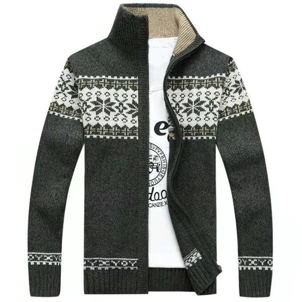 

men's sweaters western style sweater autumn winter fashion loose simple zipper stand-up collar warm long sleeve, White;black