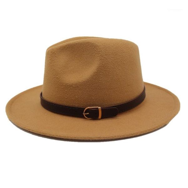 Breite Krempe Hüte Wolle Fedora Hut für Männer Frauen Outdoor Reisen Casual Wild Größe 56-58CM1