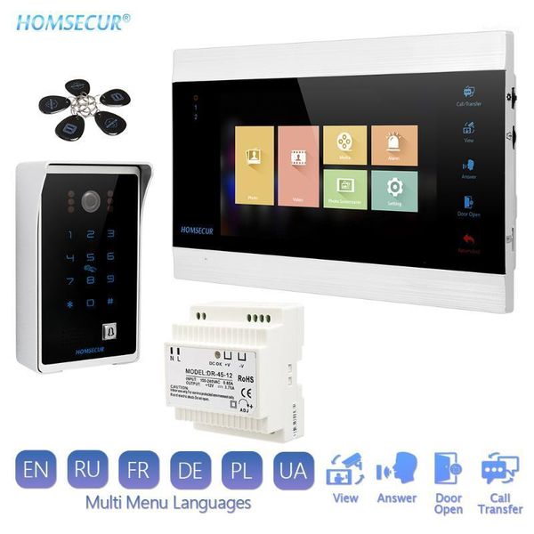 

video door phones homsecur 7" phone intercom system 1.3mp motion detection snaps night vision rfid password unlock polish menu1