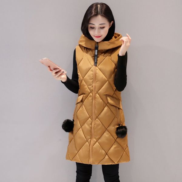 

2021 newautumn winter women waistcoat fashion female sleeveless jacket hooded warm long vest colete feminino plus size izn8, Black;white
