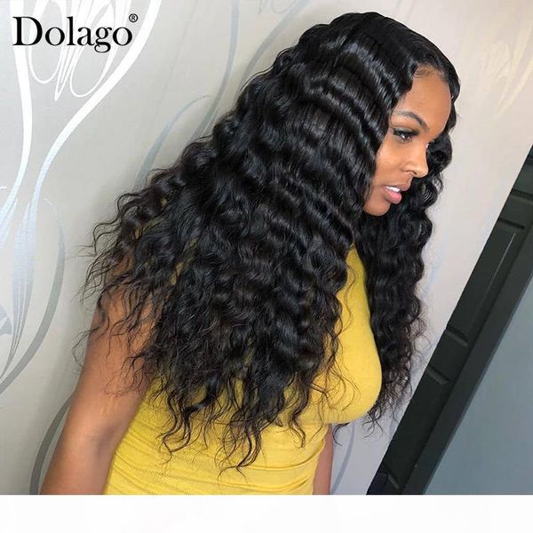 

loose wave 360 lace frontal wig 250 density 13x6 lace front human hair wigs with baby hair wavy u part wig dolago remy, Black