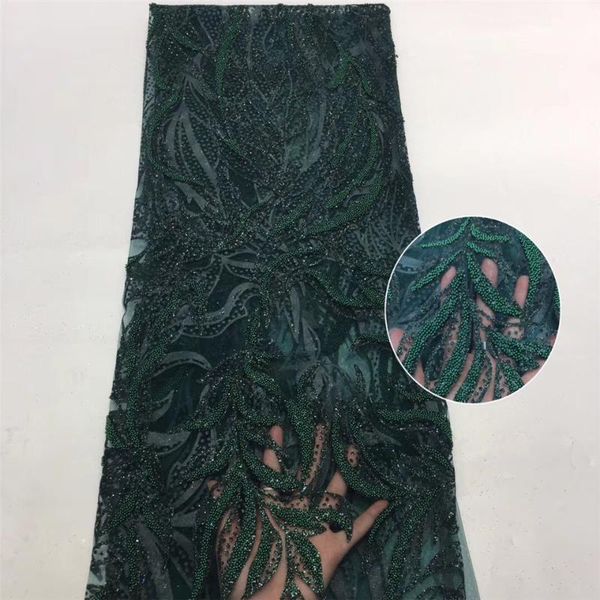 

ribbon 2021 high-quality african beaded lace fabric french mesh embroidery nigeria tulle wedding dress zx3680, Pink;blue