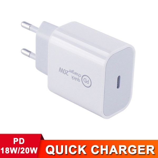 

20v1a pd 20w 18w quick charger for iphone 12 type-c port eu us uk au plug fast safety charging adapter high power wall charger