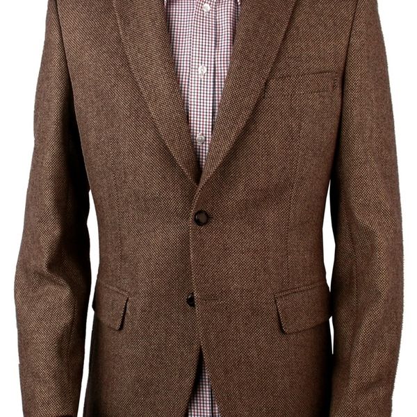 Dark Brown Padrão Mens Tweed Jaqueta Homens Tailor Feito Causal Blazer, Slim Fit Tweed Homens Terno Casaco Vesté Homme Traje Luxe 201106