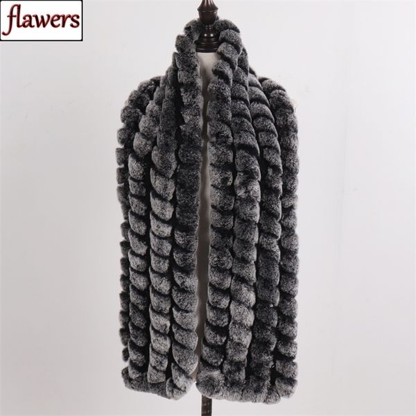 

new arrival long style women 100% natural scarves winter warm lady real rex rabbit mufflrs knitted fur scarf 201018, Blue;gray