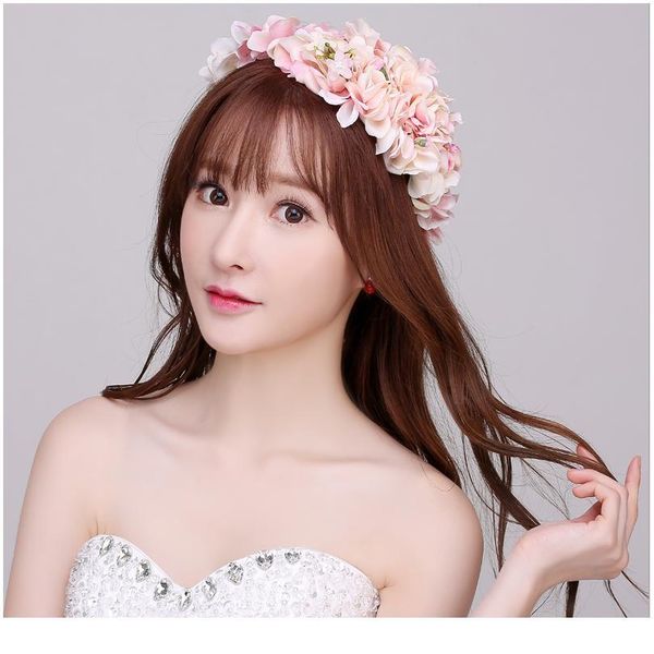 

fast shipping women wedding hair accessories bridal flower wreath headband & wrist kids party flower crown korean girls jllote