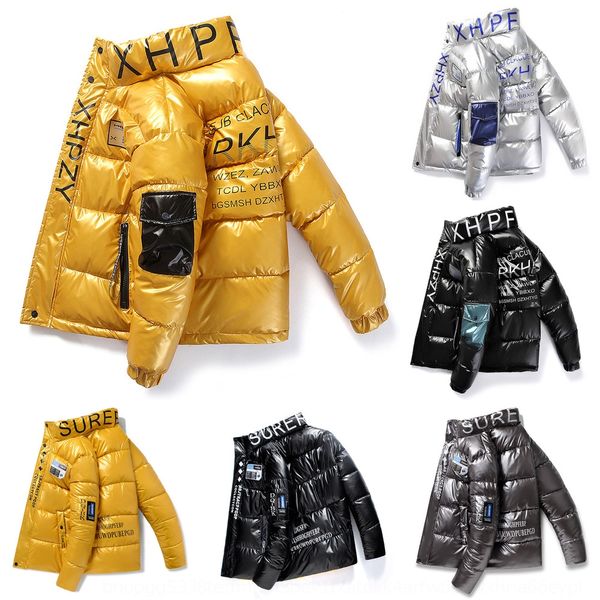 

3lxxi men's bright coat new korean fashion cotton jacket coat cotton-padded clothes autumn and winter short cotton padded jacket and wi, White