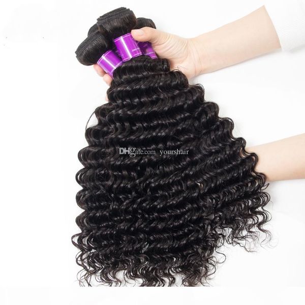 

yourhair deep wave virgin brazilian peruvian mongolian malaysian cambodian indian remy quality human hair bundle extension ing, Black;brown