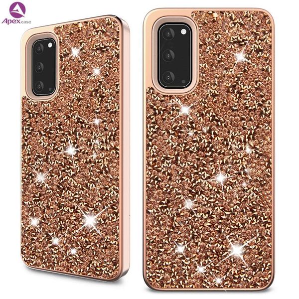 

sewqsuitable for samsung new mobile phone 2-in-1 electroplating inlaid diamond galaxy s21 powder protection casevtrvgt