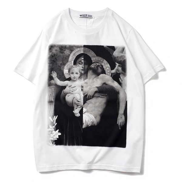 

men 2021 high news maria jesus hip shirt skateboard street parkour cotton t-shirts kenye # n262 gx6k, White;black