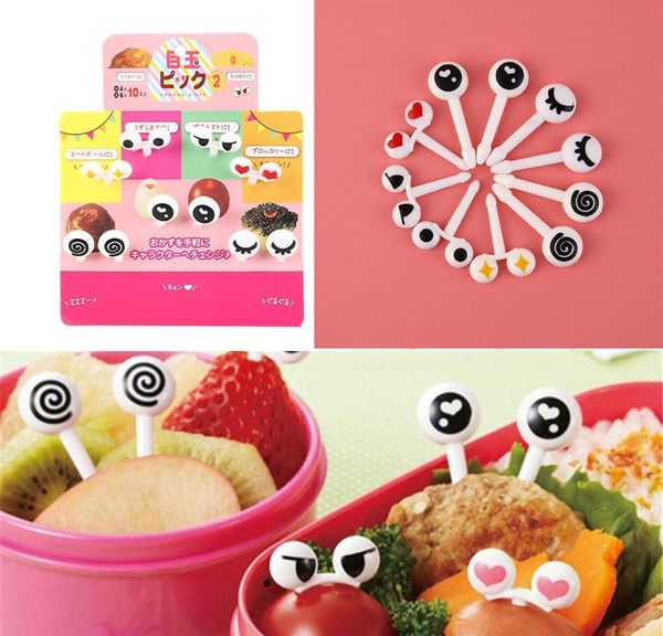 

10pcs/set reusable plastic fruit fork toothpicks mini eye fruit fork decorative kids lunch box bento accesso bbynno warmslove