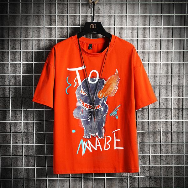 

мужская тенниска мужчины женщина 2020 orange anime punk крупногабаритных хип-хоп японская streetwear harajuku tshirt мужской футболка мужчин, White;black