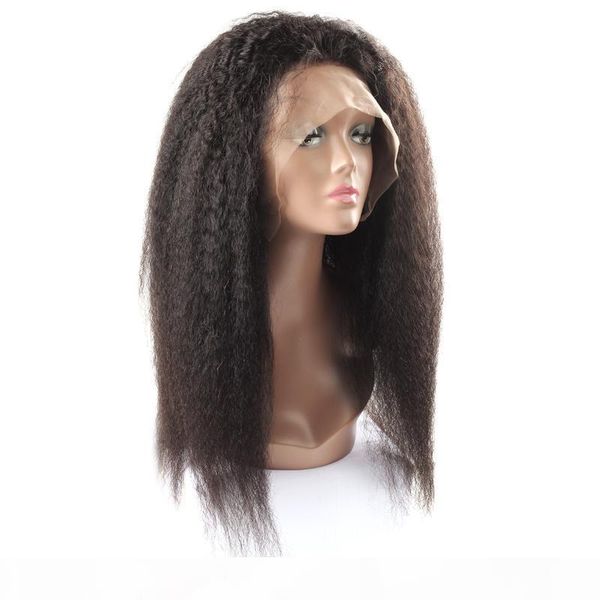 

yaki straight wig peruvian lace front human hair wigs for black women remy human hair wigs pre plucked with baby, Black;brown