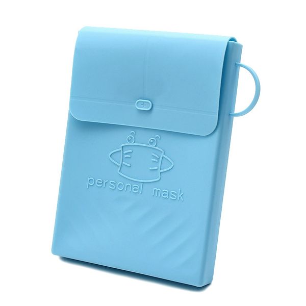 

mask clip storage bag masks case face holder silicone square blue grey mini with button security food grade 4ax f2