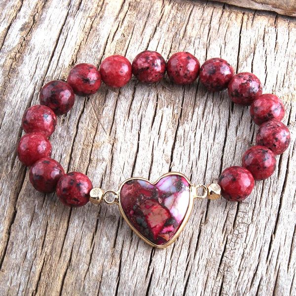 

charm bracelets rh fashion boho jewelry natural stone beads heart bracele women & bangles dropshippers, Golden;silver