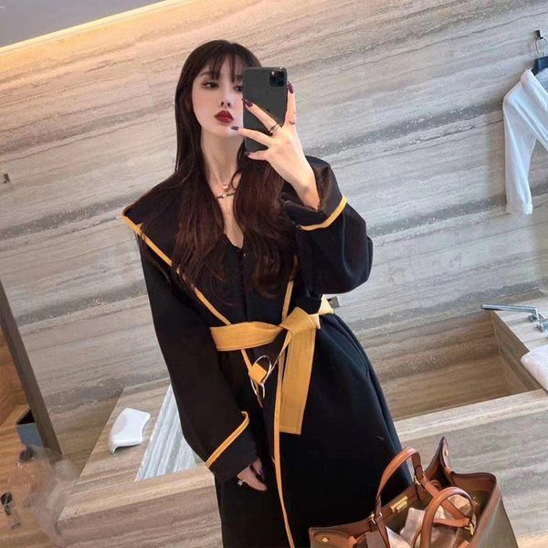 

the design of hooded woolen outerwear women medium and long autumn/winter korean version of the style of loose slim body show thin xinp, Black;brown