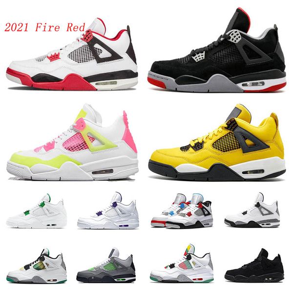 

2021 fire red lemon venom 4 4s men women basketball shoes fear pack green glow metallic loyal blue neon oreo raptors sports sneakers