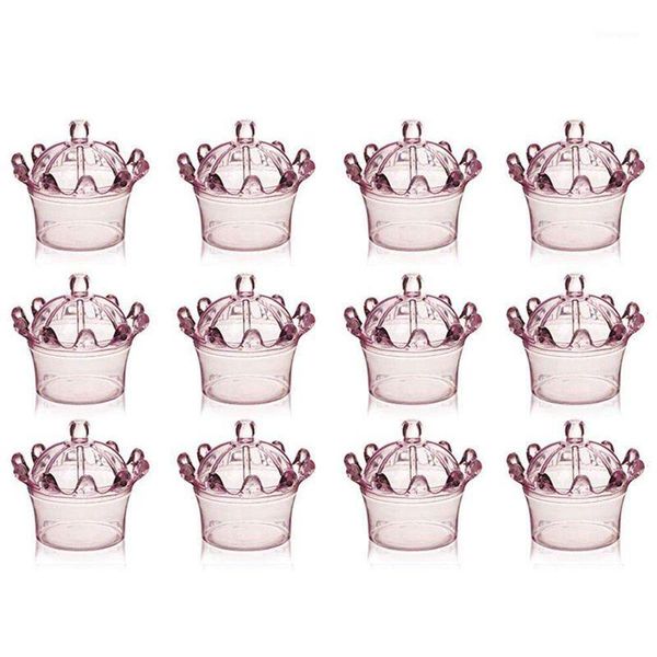 

12 pcs candy boxes plastic mini dome with crown design party decoration clear plastic crown fillable party favor box for candies1