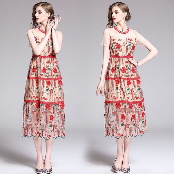 

woman ladies of the women designer 2021 summer beautiful embroidery 3d flower cocktail party long midi beach swing dress 8xu7, Black;gray