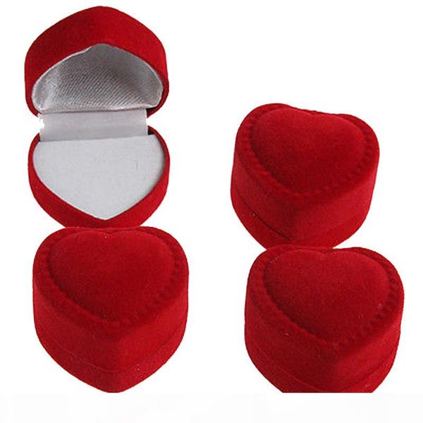 

wholesale 24pcs romantic engagement red velvet valentine's day birthday heart shape ring gift boxes, Black;white