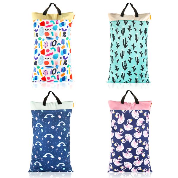 

happyflute polyester pul waterproof baby bags for mom baby stroller use 40*70cm big size double packet diaper wet bag c1008