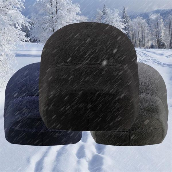

cycling caps & masks 3 color fleece hat autumn winter windproof warm cap women men solid beanie for fishing outdoor daily skating1, Black