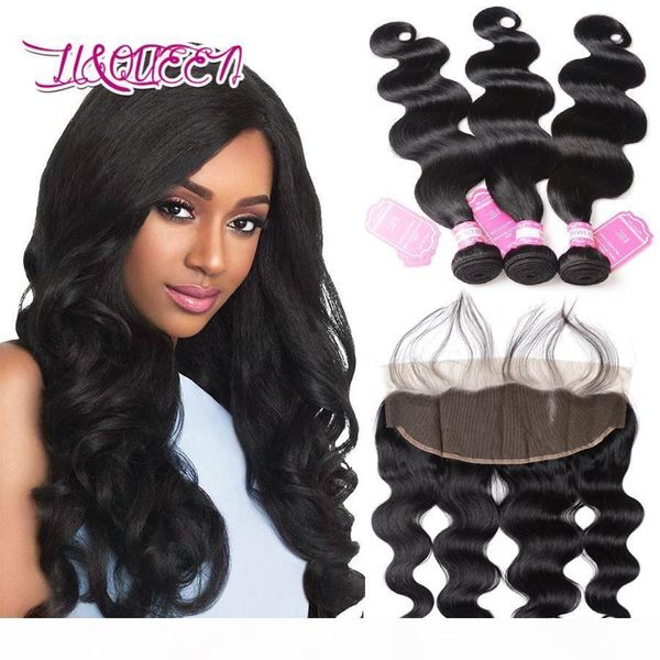 

brazilian virgin hair body wave bundles with lace frontal ear to ear frontal closure body wave virgin hair 13x4 lace frontal with bundles, Black;brown