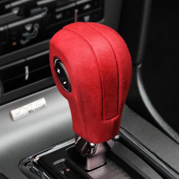 

alcantara handbrake cases suede wrapping gear shift knob abs trim cover car sticker decoration for mustang 2009-2013 accessories