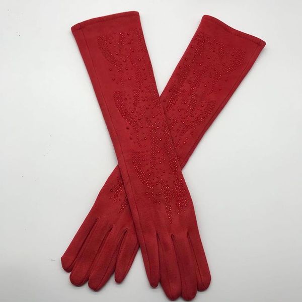 

gloves new autumn and winter suede super soft gloves ladies warm dinner long driving long beautiful gloves fashionable red 201020, Blue;gray