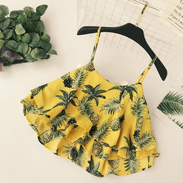 

women summer sleeveless chiffon shirt v neck pineapple print casual blouse women fashion blusas mujer de moda 2019, White