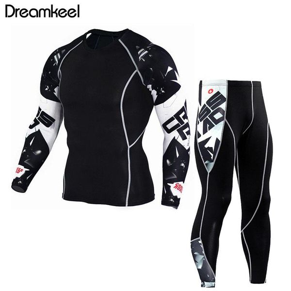 

men's thermal underwear 2021 men sets compression sweat quick drying thermo clothing y, Black;white