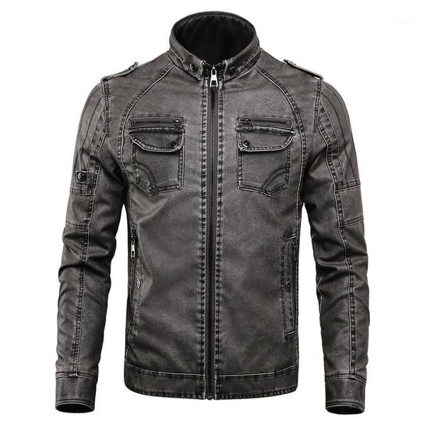 

classic men's leather jacket and coats men 2019 autumn winter casual outwear vintage motorcycle biker jackets man clothes1, Black