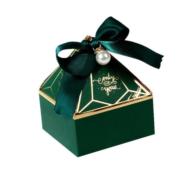 

50 pcs gem tower candy boxes cardboard box wedding birthday party gift packaging box,with ribbons decoration