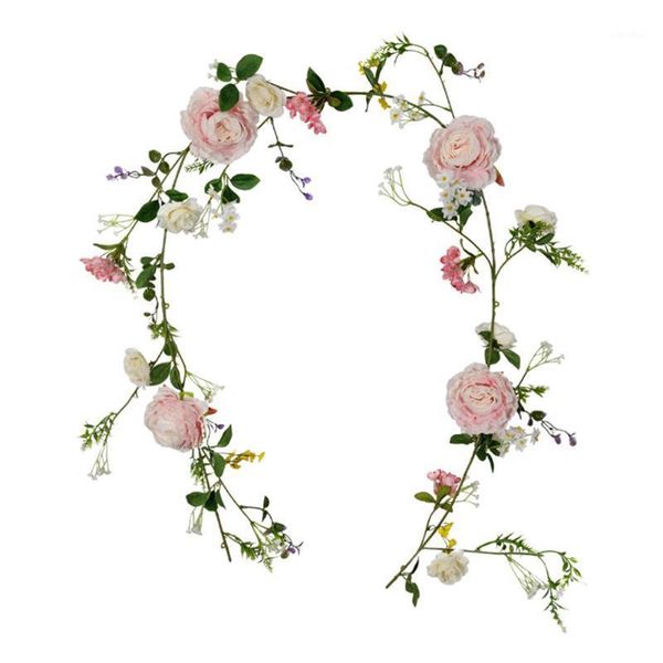 

artificial peony rose rattan leaves plant christmas long rattan flower arrangement atmosphere layout for home wall decorations1
