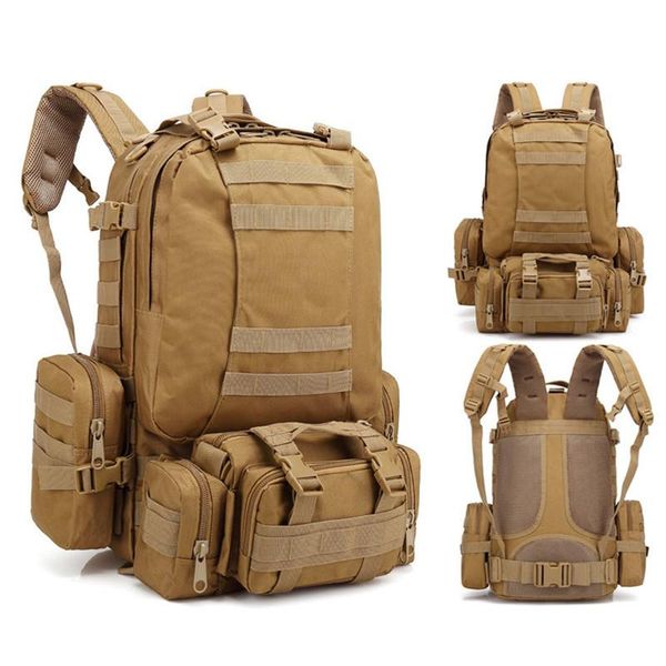 

outdoor bags tactical backpack 55l large capacity molle army assault camouflage trekking hunting camping hiking bag